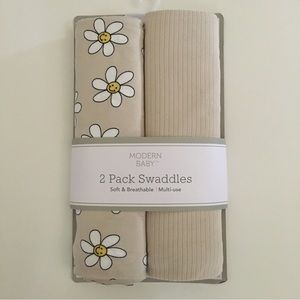 NEW Baby Blankets Ultra Soft Multiuse Baby Gift Tan & White Daisy | Modern Baby